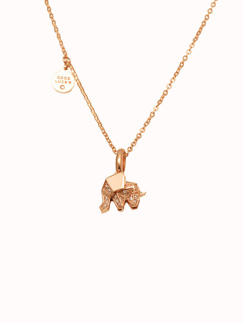 14K 18K 파베르 굿럭 코끼리 목걸이