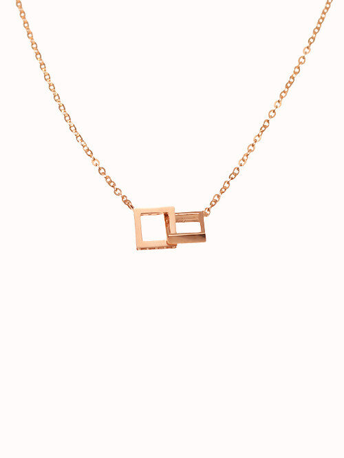 14K 18K 테이 더블 사각 목걸이