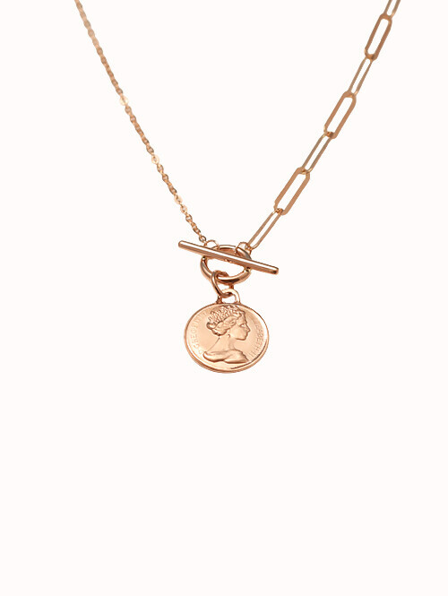 14K 18K 에벨딜 코인 언발 목걸이