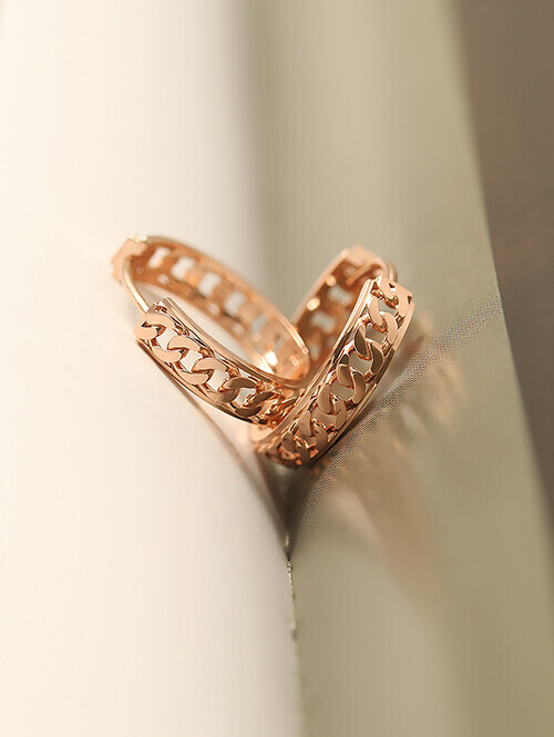 14K 18K 네이비 체인 링 귀걸이