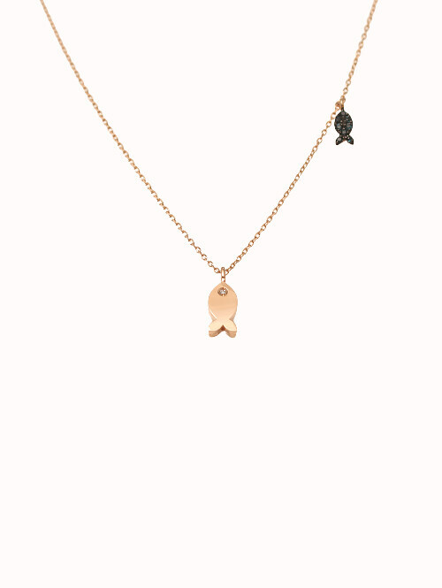 14K 18K 루피 양면 물고기 목걸이