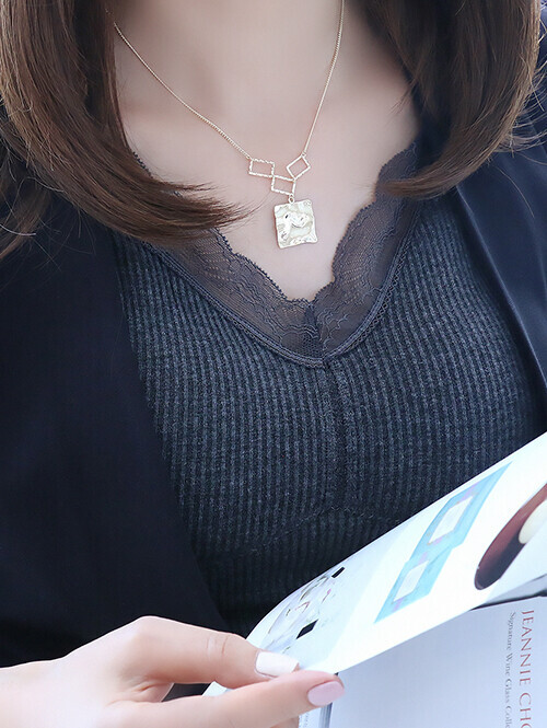 14K 18K 레핀 엔틱 스퀘어 목걸이