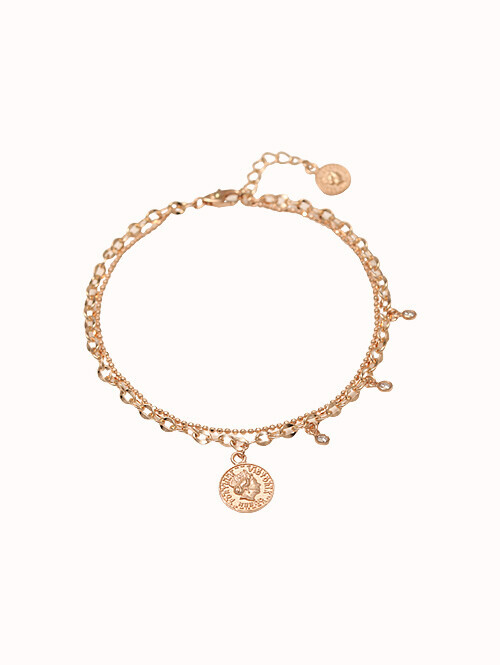 14K 18K 레이븐 코인 두줄 팔찌