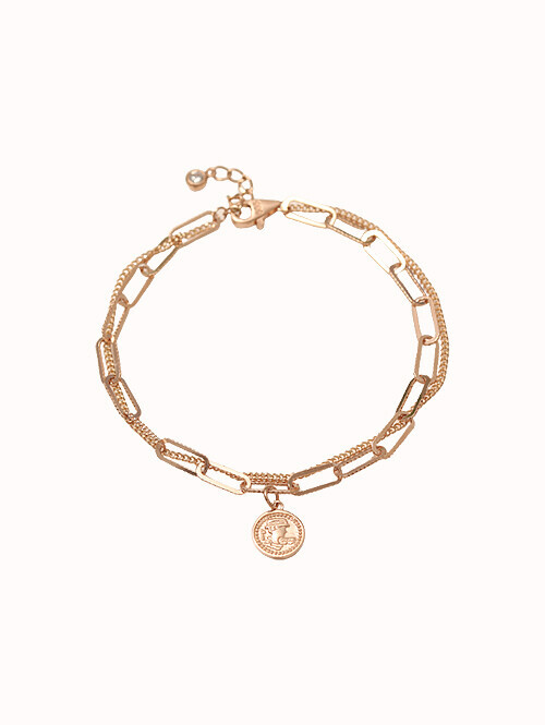 14K 18K 셜리 코인 두줄 팔찌