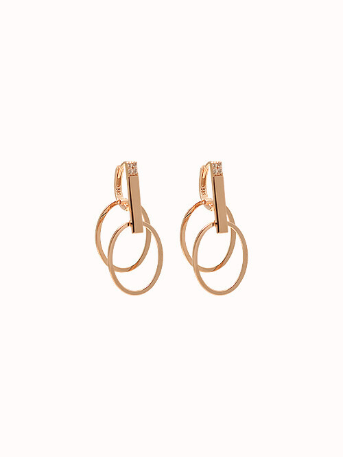 14K 18K 아벨리 투써클 스틱바 귀걸이