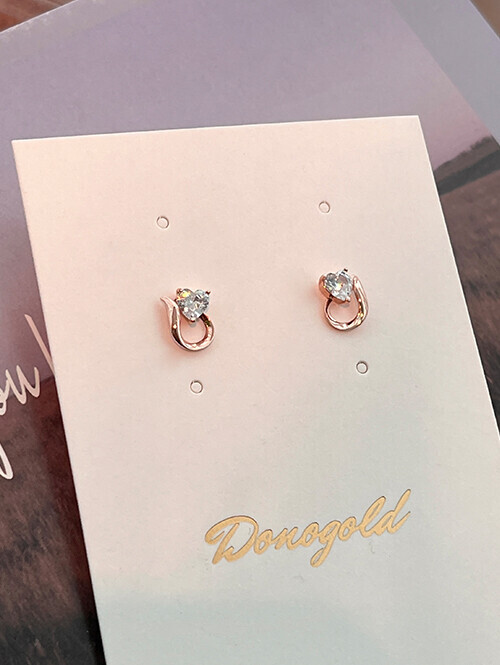 14K 러브썸 웨이브 귀걸이(핀/침형)