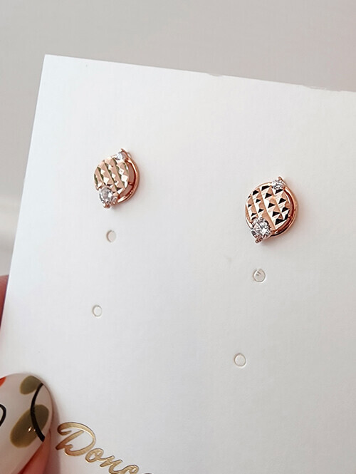 14K 퀄팅 써클 핀귀걸이