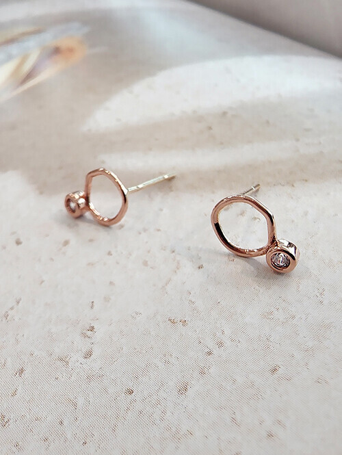 14K 헤르미 써클 핀귀걸이