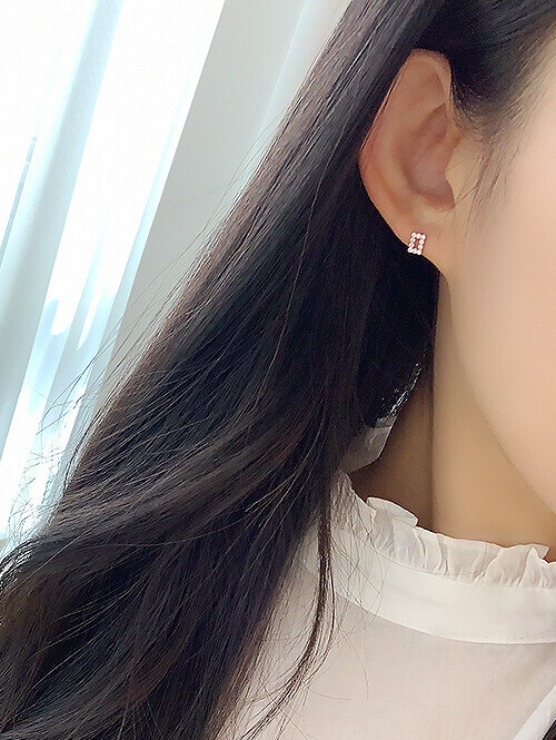 14K 리아 스퀘어 핀귀걸이