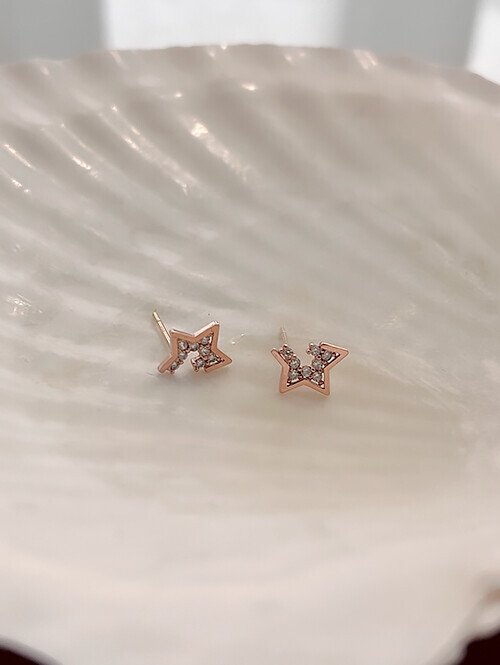 14K 데칼코마니 미니 스타 귀걸이(핀/침형)