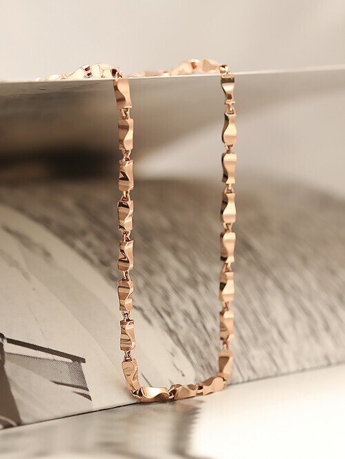 14K 18K 웨이브 사각 체인 목걸이