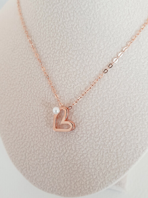 14K 베필 진주 하트 목걸이