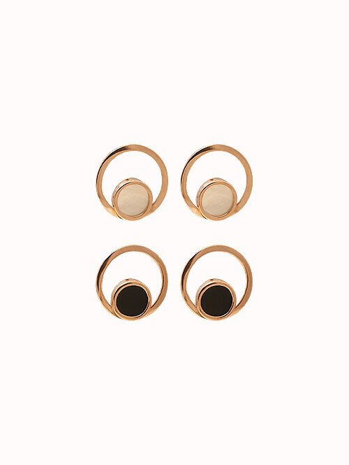 14K 18K 오멘 스톤 써클 귀걸이