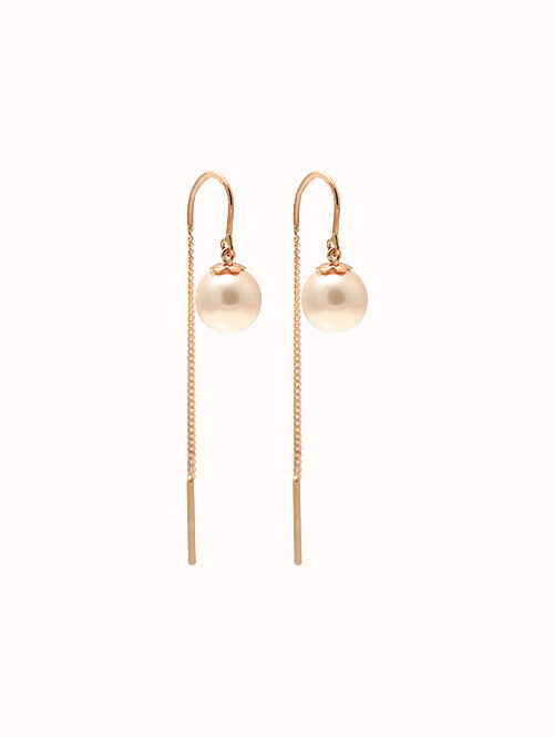 14K 18K 오밴 진주 드롭 귀걸이