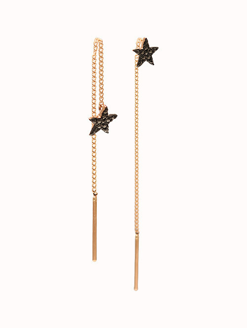 14K 18K 블랙스타 드롭 귀걸이