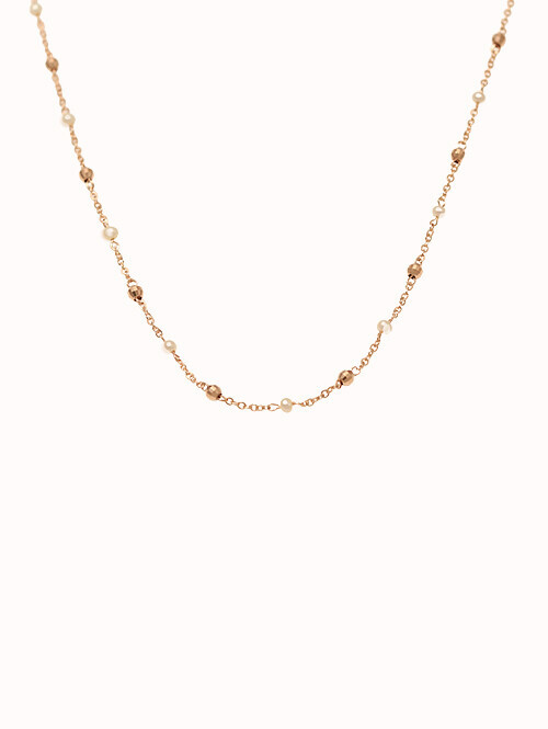 14K 비찬 진주 컷팅볼 체인 목걸이