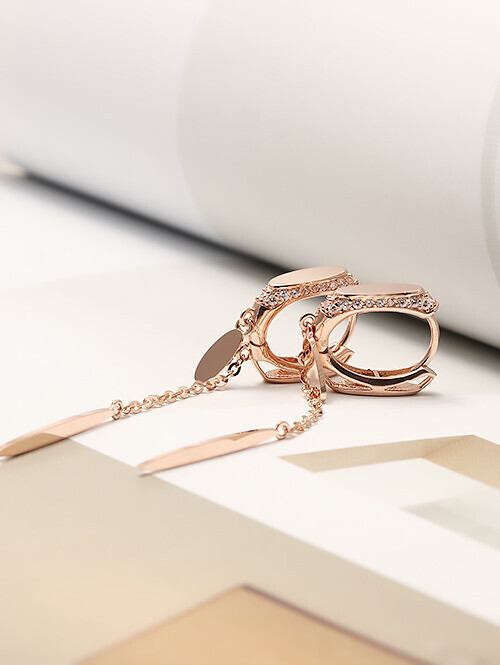 14K 18K 라운딩 더블 귀걸이