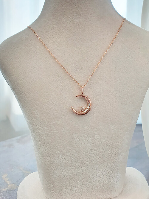 14K 소피아 달 꼬냑 다이아 목걸이