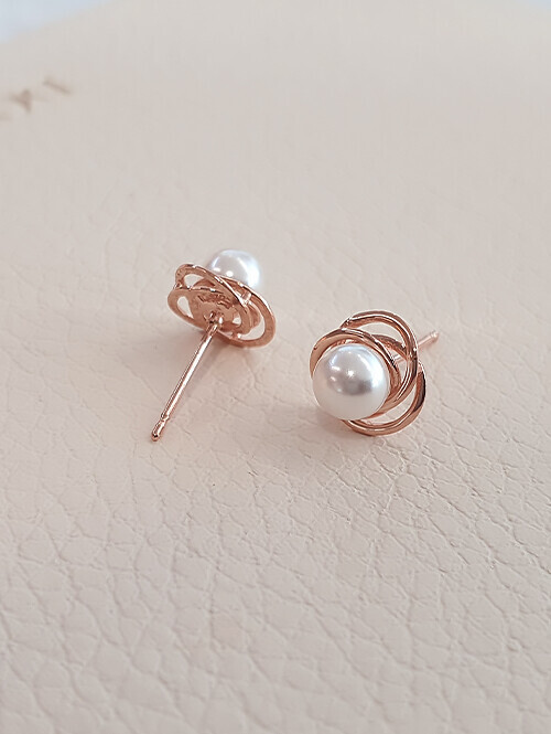 14K 로소아 진주 귀걸이(핀/침형)