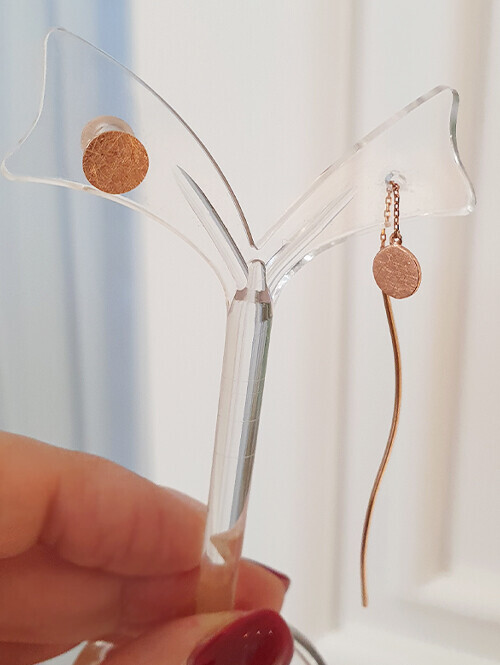 14K 앤틱 써클 언발 드롭 귀걸이(핀/침형)