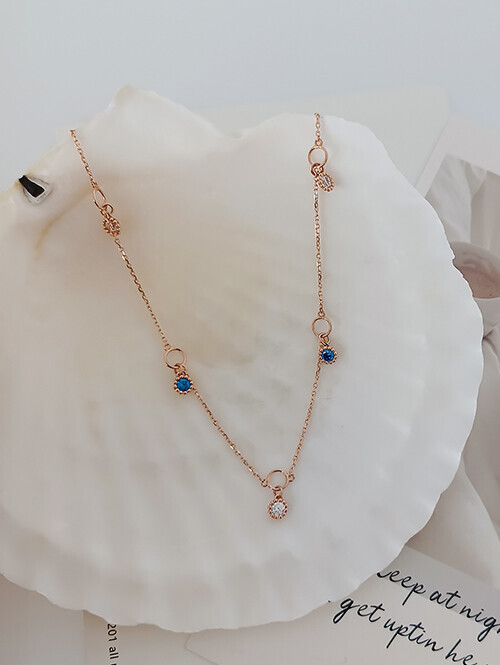 14K 18K 블루메즈 큐빅 발찌