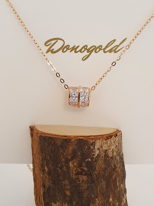 14K 큐빅원통 목걸이