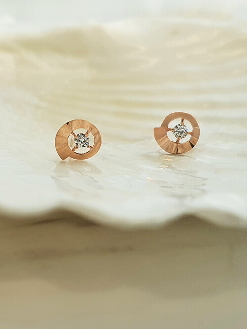 14K 로넨 써클 컷팅 귀걸이(핀/침형)