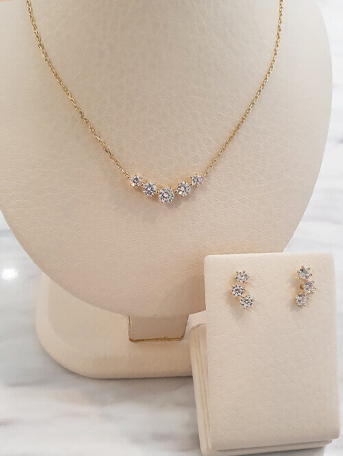 14K 매리제인 큐빅 목걸이