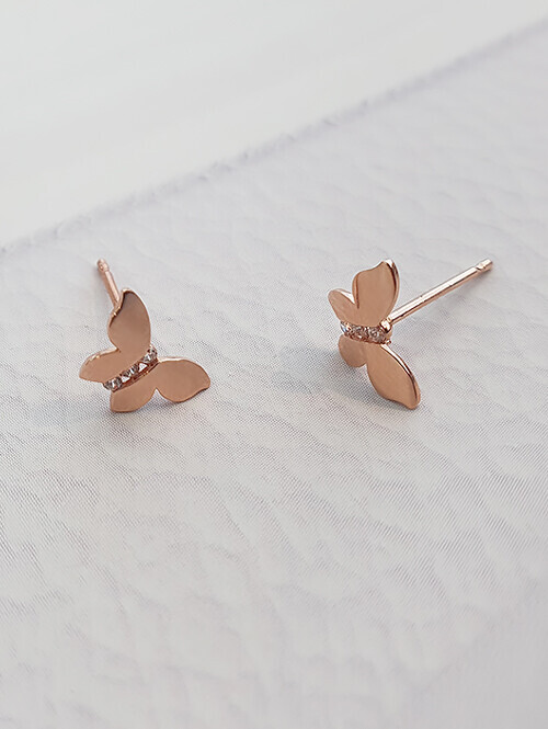 14K 미니 나비 핀귀걸이