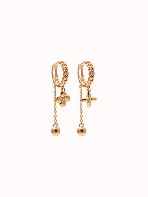 14K 18K 드보라 플라워 드롭 귀걸이