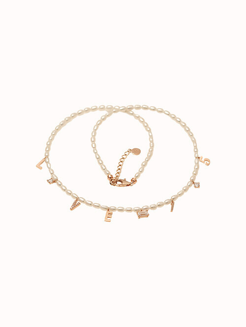 14K 18K 러브 참 담수진주 비드 목걸이