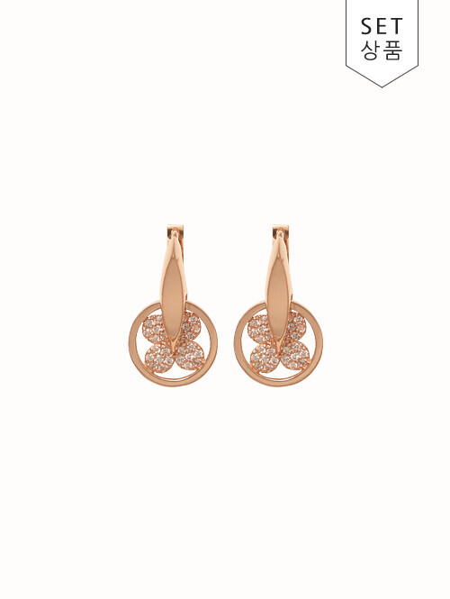 14K 18K 쉴라 회전 클로버 플라워 귀걸이