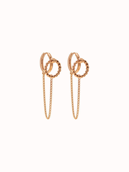 14K 18K 미어스 체인 드롭 귀걸이