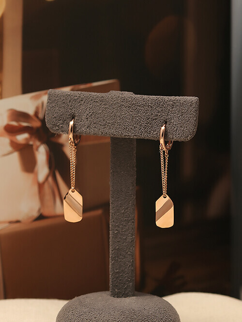 14K 18K 패이즈 태그 드롭 귀걸이