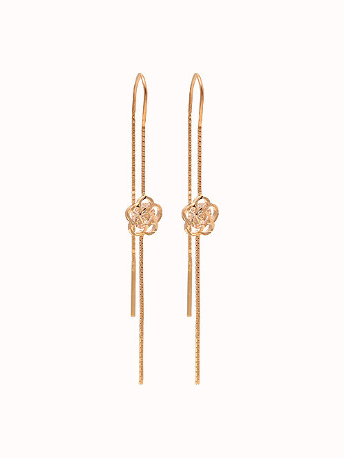 14K 18K 파리마나 장미 드롭 귀걸이