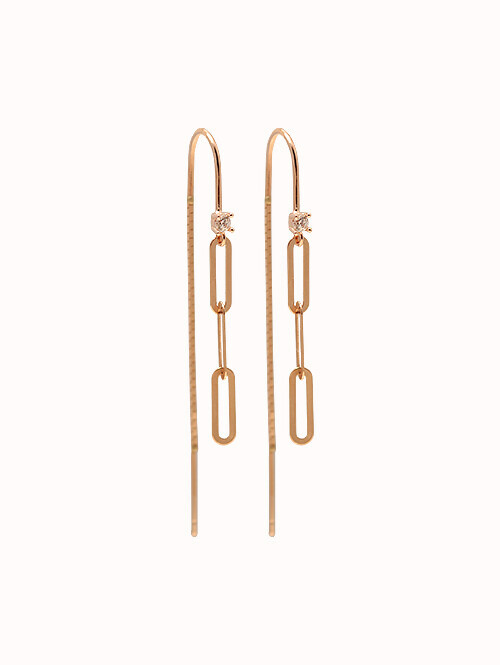 14K 18K 큐빅 숏 클립 체인 귀걸이