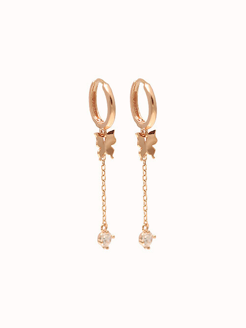 14K 18K 라비스 나비 드롭 귀걸이