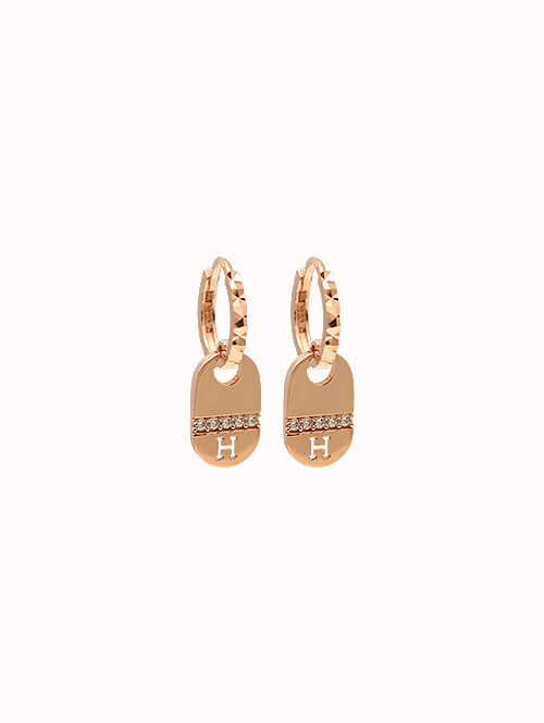 14K 18K 니벤 라운드 H 귀걸이