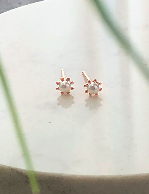 14K 진주 썬 핀귀걸이