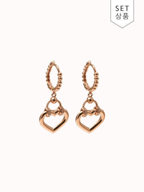 14K 18K 트벤 하트 볼 귀걸이