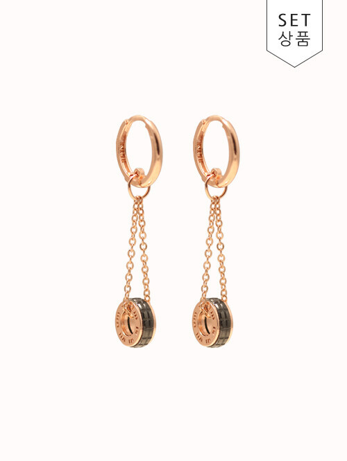 14K 18K 메타 휠 세라믹 드롭 귀걸이