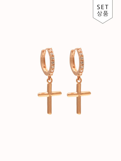 14K 18K 라키 십자가 귀걸이