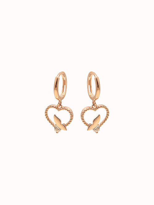 14K 18K 제지스 하트 나비 귀걸이