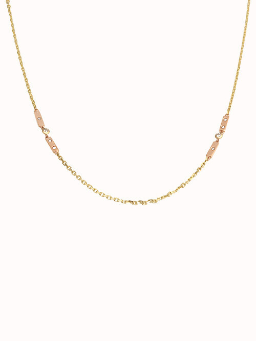 14K 18K 비순 투톤 스틱 목걸이