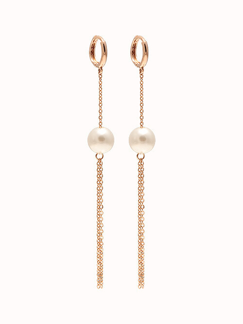 14K 18K 아이에나 진주 드롭 귀걸이