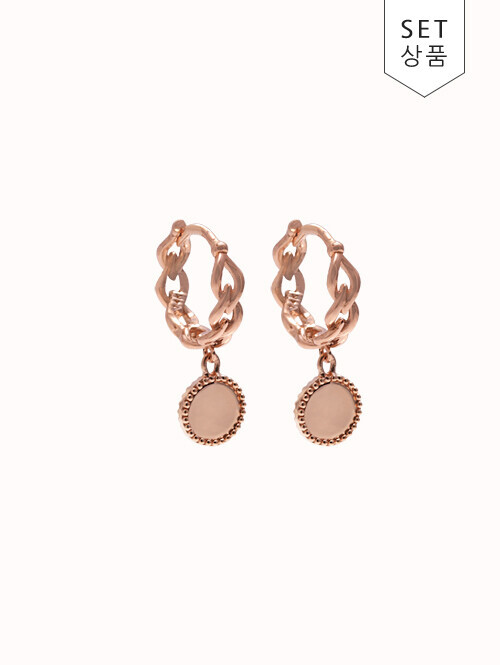 14K 18K 아미쿠스 코인 체인 귀걸이