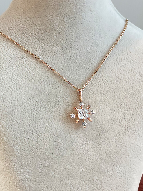 14K 스퀘어 블링 목걸이