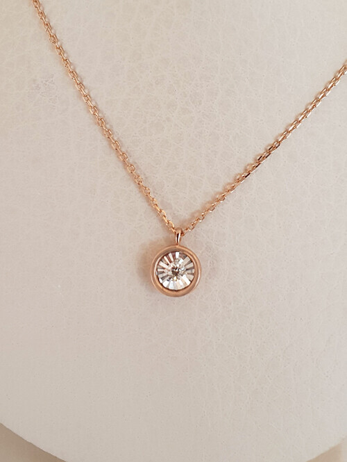 14K 18K 투톤 꼬냑 다이아 컷팅 써클 목걸이