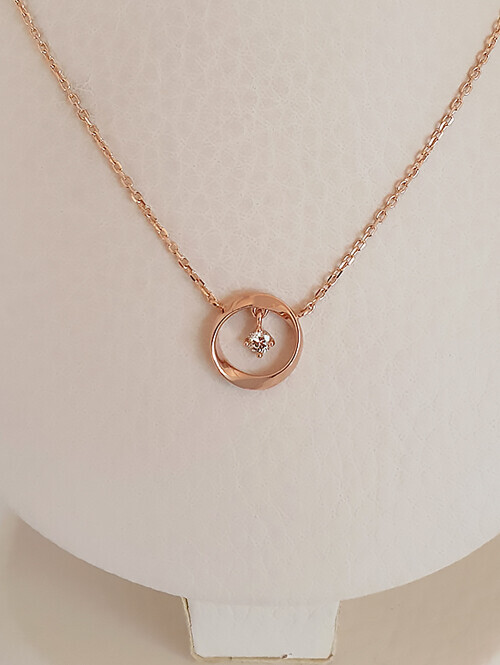 14K 18K 꼬냑 다이아 꼬임 써클 목걸이