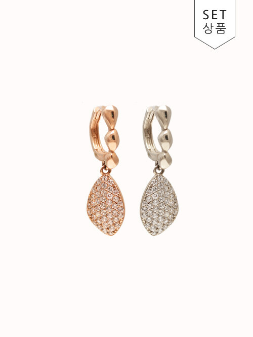 14K 18K 루서키 투톤 언발 귀걸이